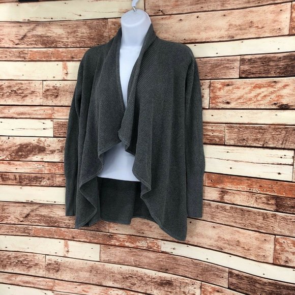 Express Waffle Knit Draped Cardigan Size XS Gray - Picture 3 of 6